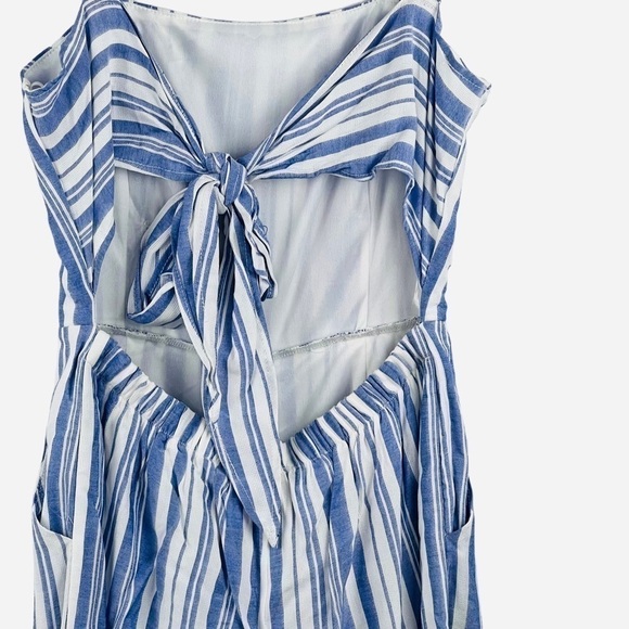 New-shop17 Purple White Vertical Striped, Tie back, Lined, Wide Leg Jump Suit SM - Picture 7 of 15